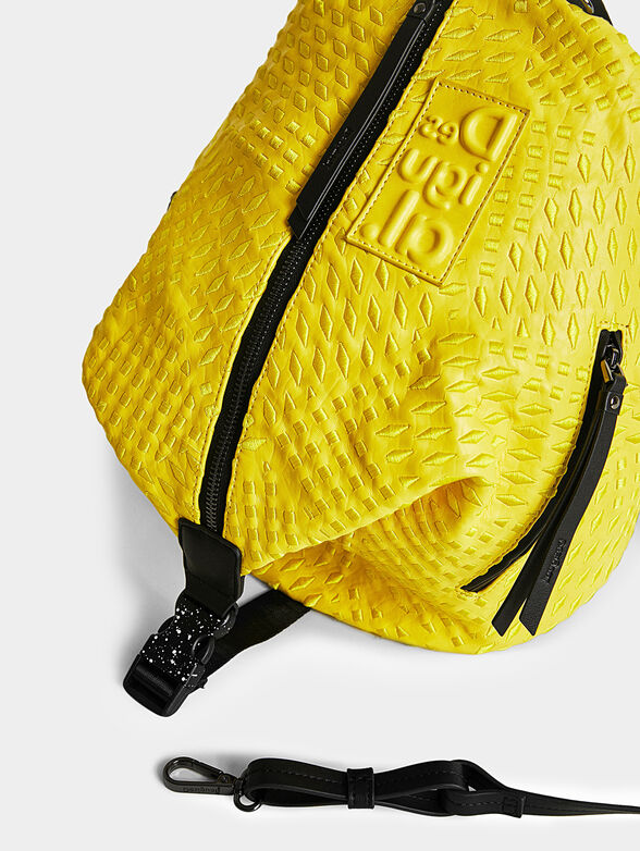 Backpack in bright yellow color with logo patch - 5