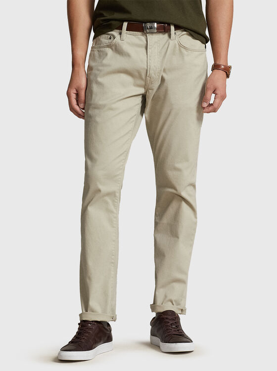 Бежов памучен панталон - 1