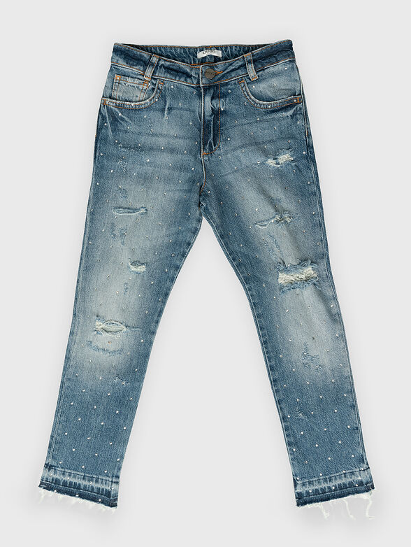 Jeans with rhinestones and tears - 1