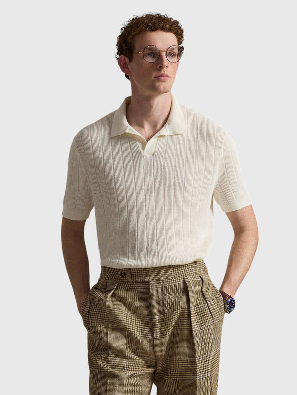 Short-sleeved linen polo shirt - 1