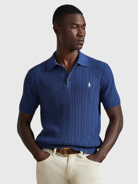 Cotton polo shirt with herringbone knit - 1