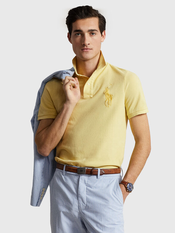 Yellow polo shirt with logo embroidery - 1