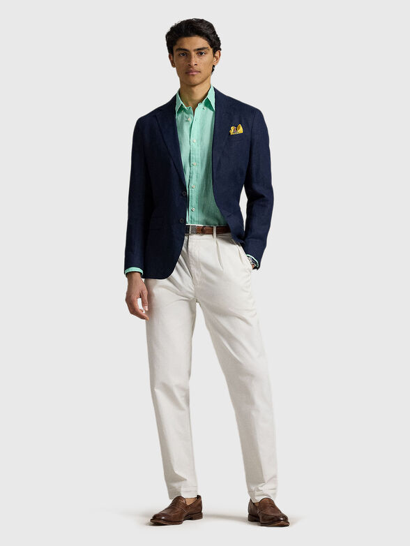 Slim linen shirt with long sleeves - 1