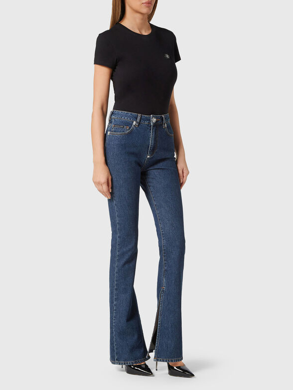 CRYSTAL SKULL high-waisted jeans - 4