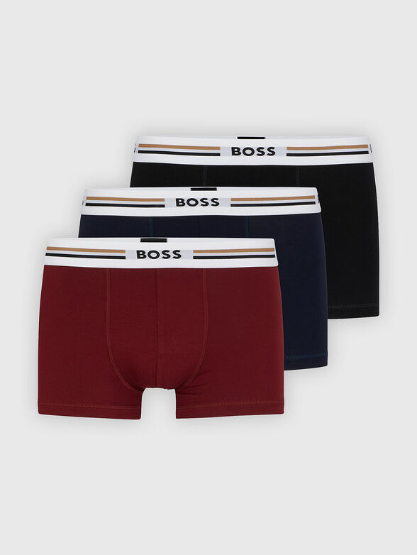 Three-pack black trunks with logo waistbands - 1