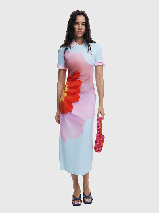 Light blue dress with floral print - 1