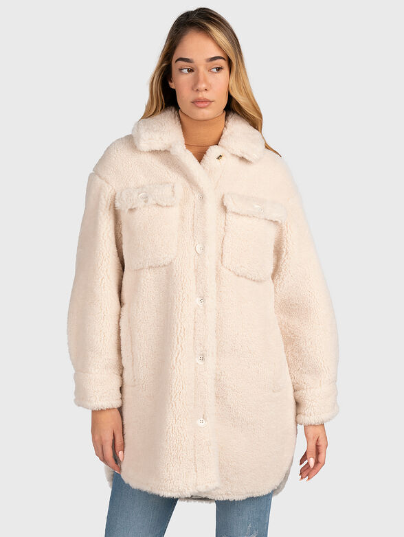 Faux fur coat with side slits at the hem - 1