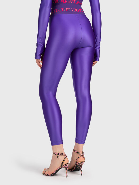 Purple leggings with accent logo inscription - 2