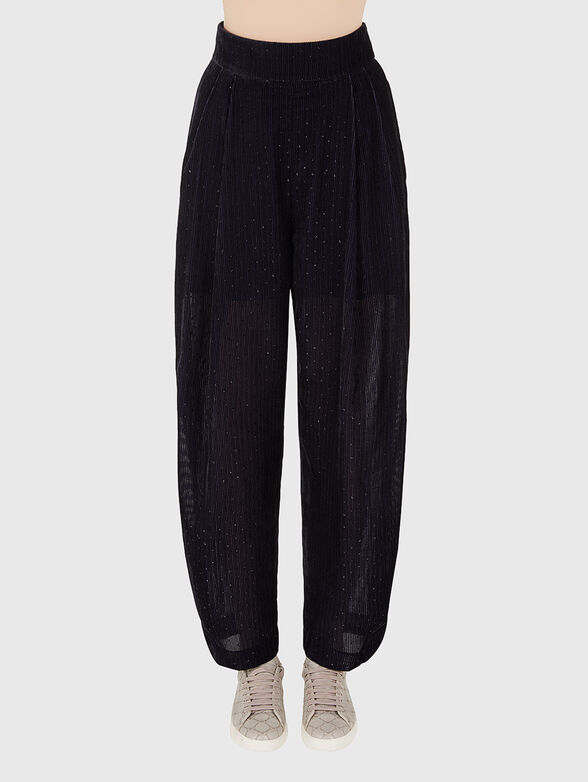 Sheer effect pants with rhinestones - 1