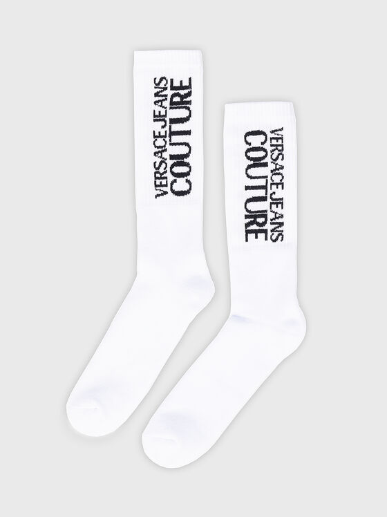 Бели чорапи с контрастно лого - 1