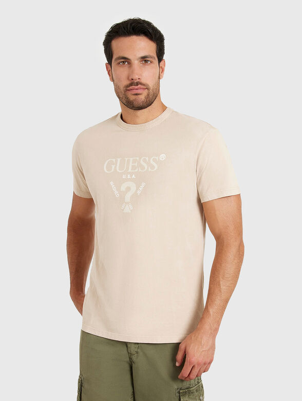 T-shirt in beige colour with triangular logo - 1