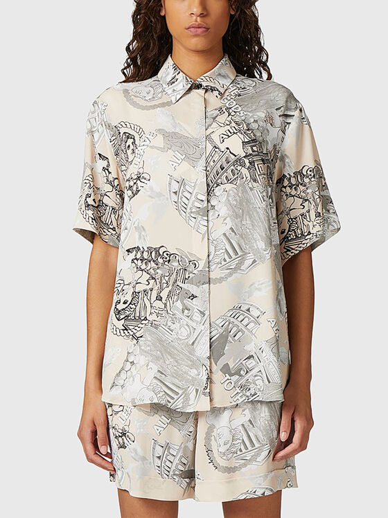 Viscose shirt with short sleeves and print - 1