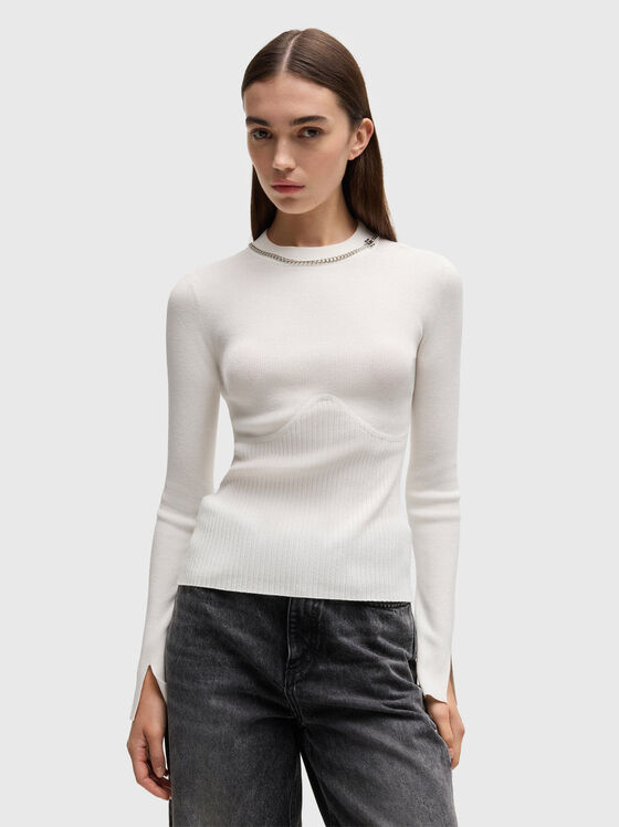 Пуловер от вискоза с лого - 1