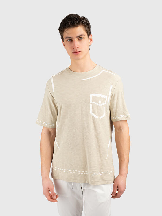 Памучна тениска с графичен принт - 1