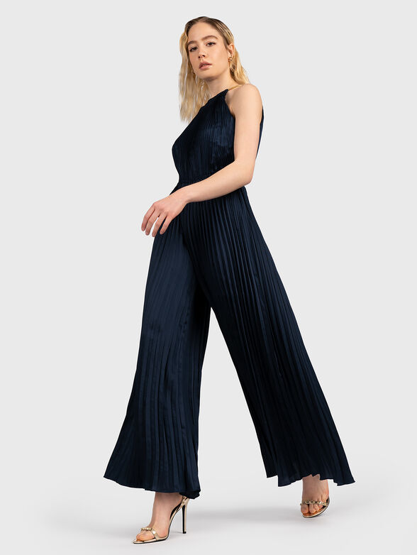 Satin jumpsuit with halter neckline - 1