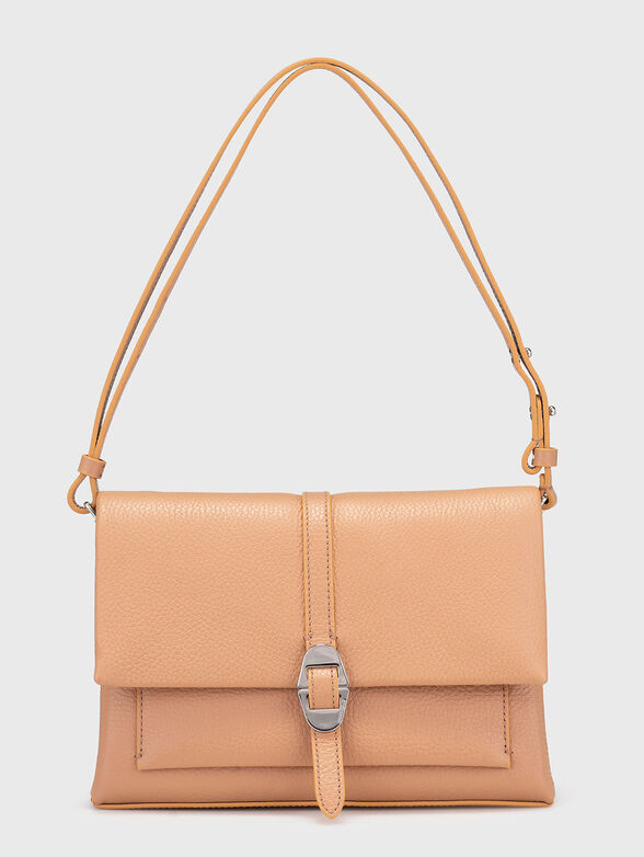 Beige leather shoulder bag - 1