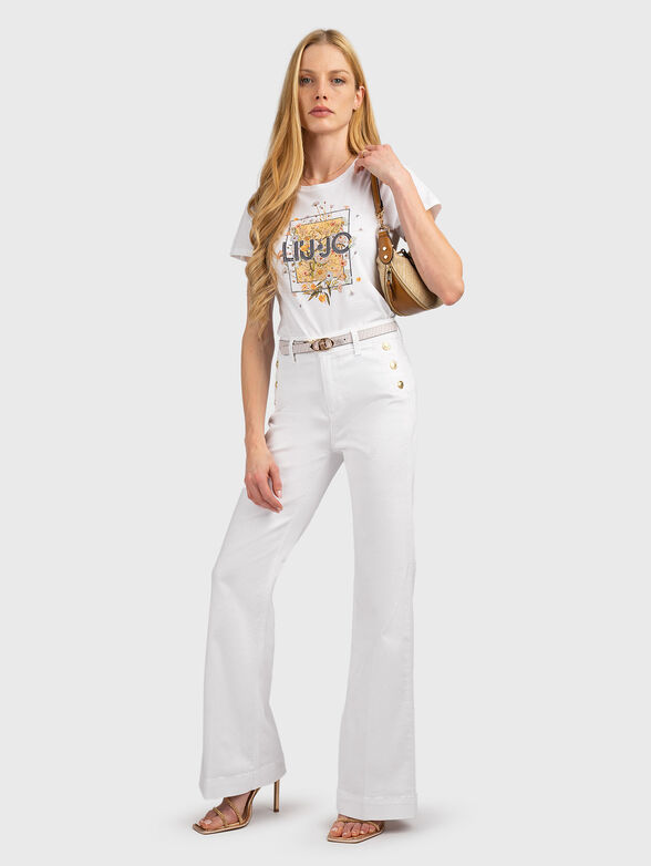 Printed T-shirt with rhinestones - 2