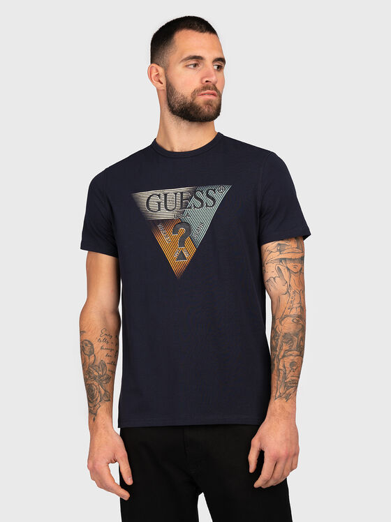 Памучна тениска с лого принт - 1