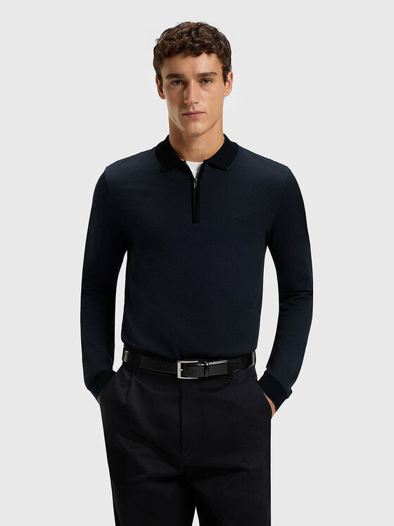 Cotton polo shirt with zip - 1