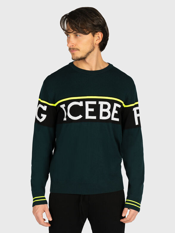 Wool blend sweater with contrasting logo - 1