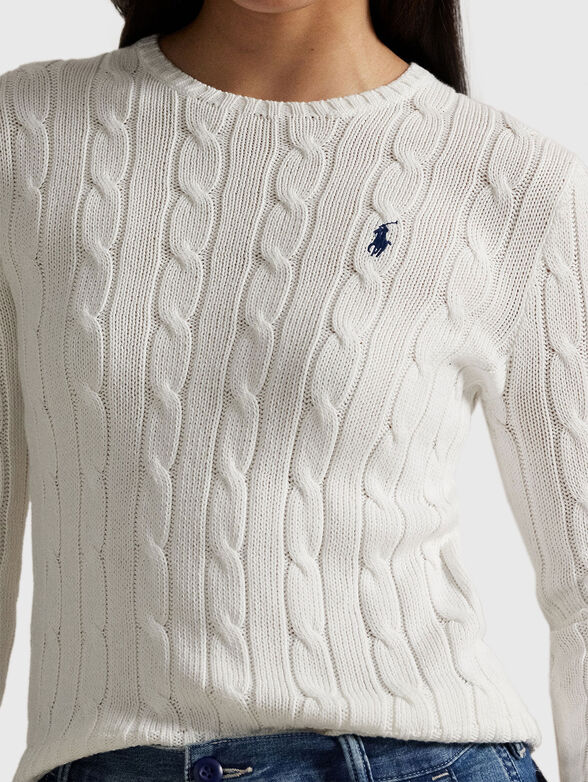 Cable knit cotton crew neck jumper - 4