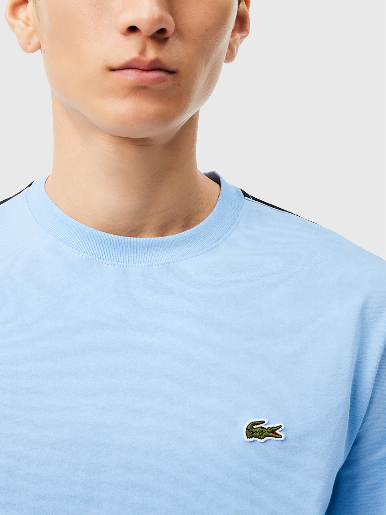 Light blue t-shirt with contrast logo detail brand LACOSTE