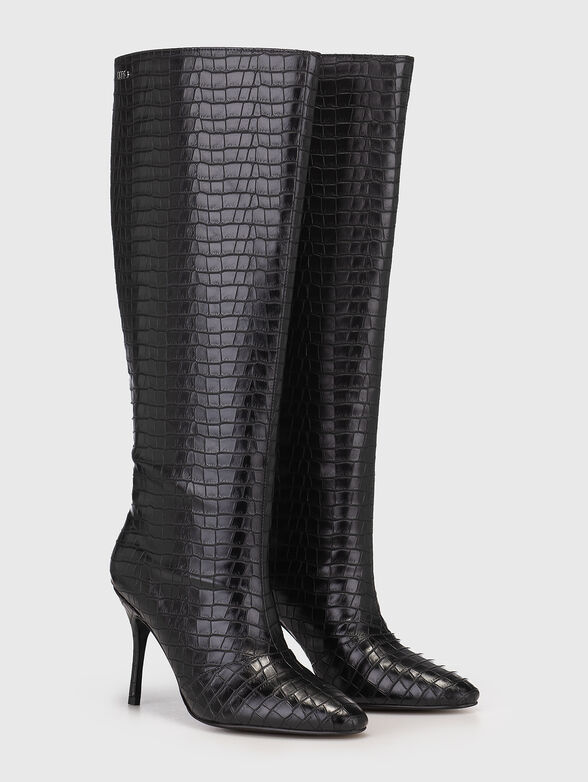 WHITE 01 heeled boots with croc effect - 2