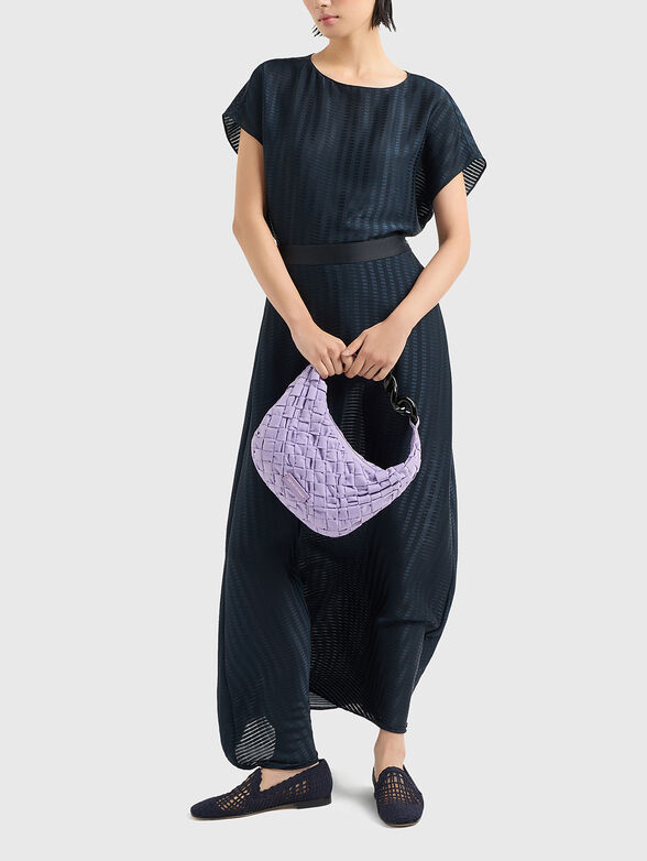 Maxi skirt with geometric design in dark blue  - 4