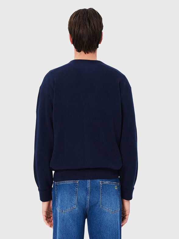 Navy blue wool cardigan with buttons - 3