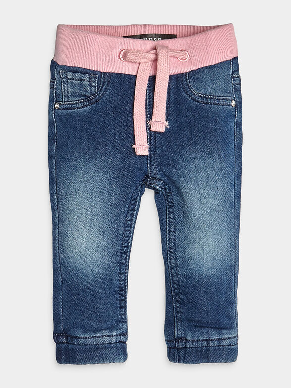 Jeans with pink elastic at the waist - 1