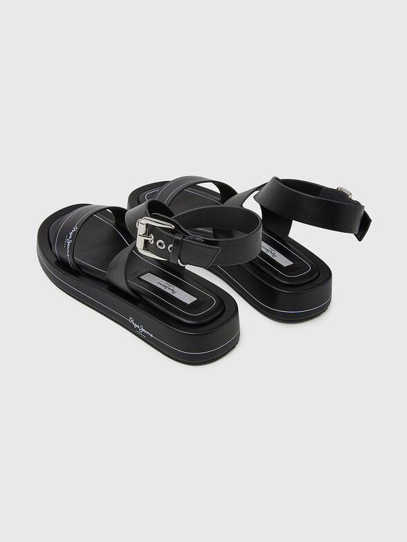 SUMMER LOGY black eco leather sandals - 4