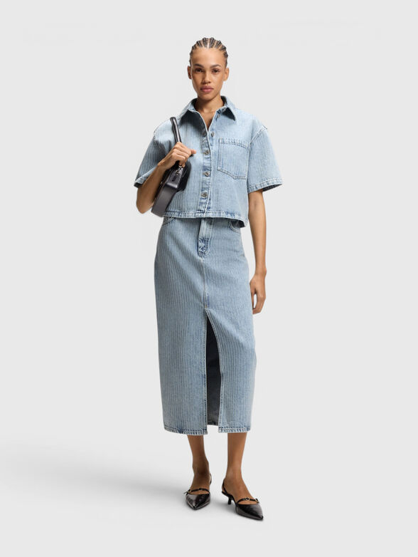 GATJE denim skirt with textured - 4