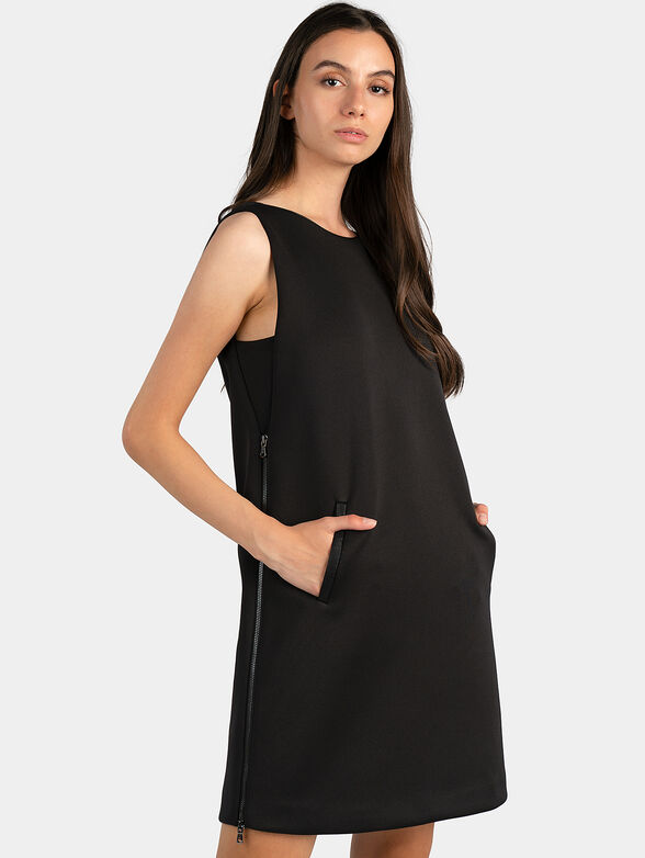 Black dress with side zip fastenings - 1