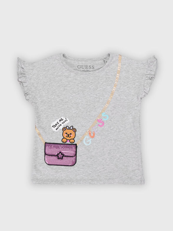 Grey T-shirt with contrasting print - 1