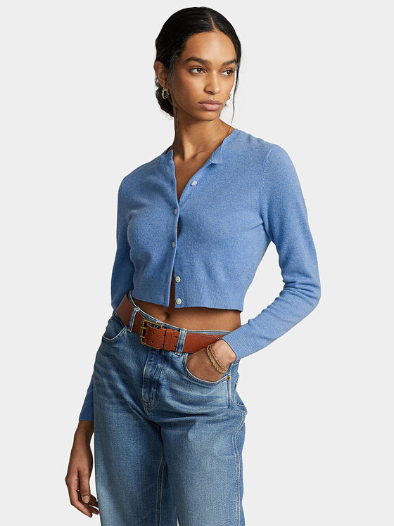 Скъсена кашмирена жилетка с копчета - 1