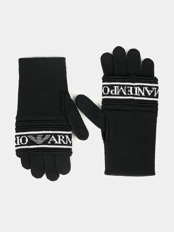 Wool gloves with logo lettering - 1