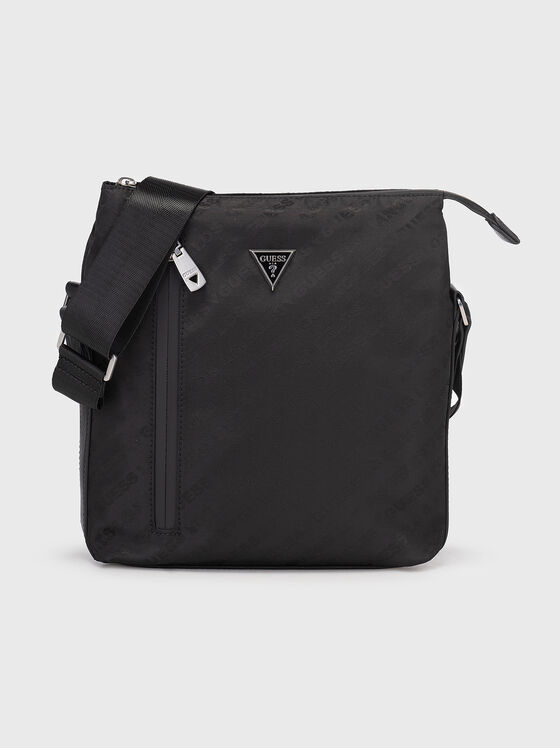 Черна кросбоди чанта с лого анцент  - 1