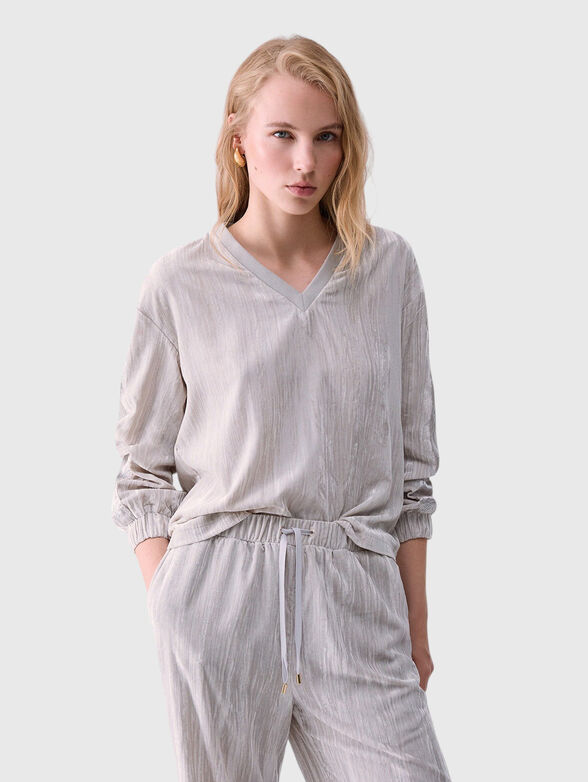 Sweatshirt in velvet crinkle - 1