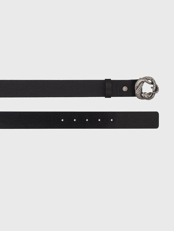 Leather belt with snake buckle in silver - 2