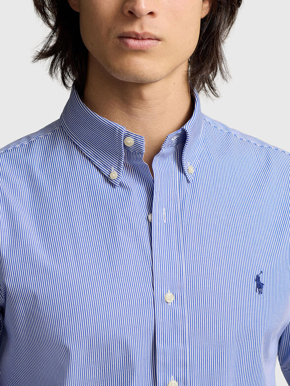 Shirt with striped pattern and logo embroidery - 4