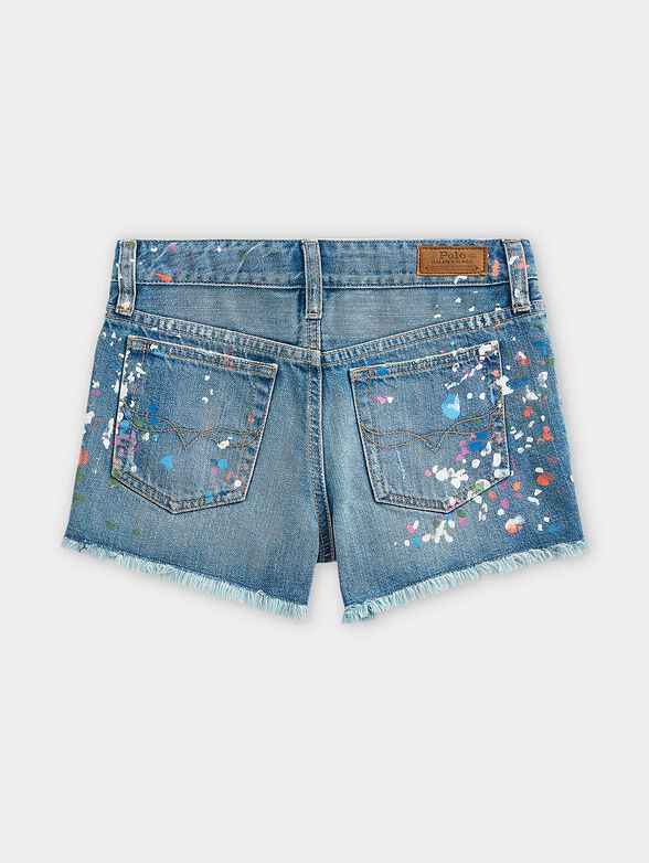 Denim shorts with art patterns - 2