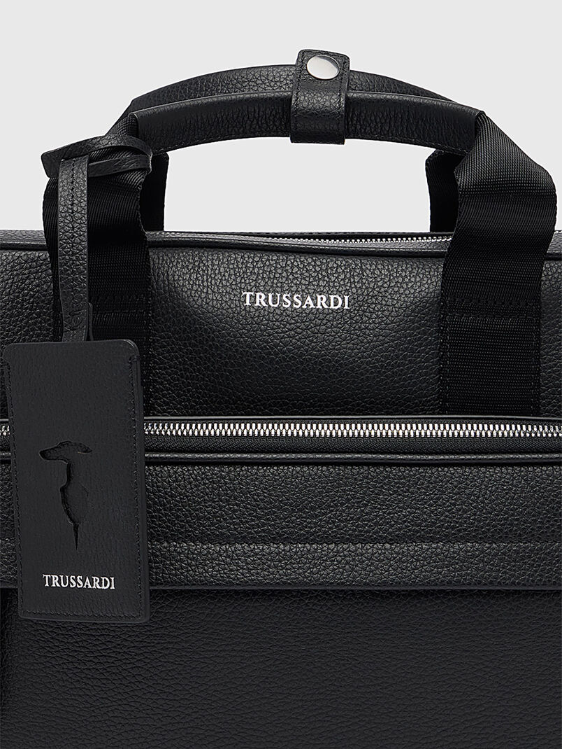 Black leather laptop bag - 3