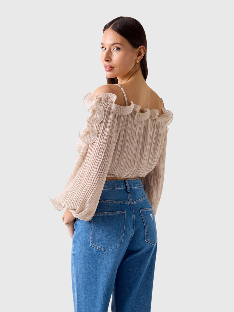 GABRIELLA pleated blouse in beige - 3