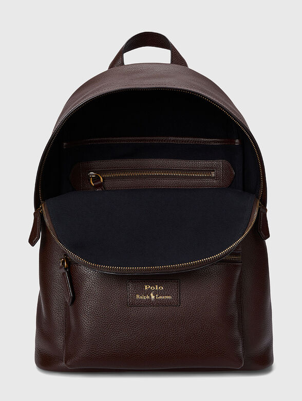 Leather backpack with logo - 5