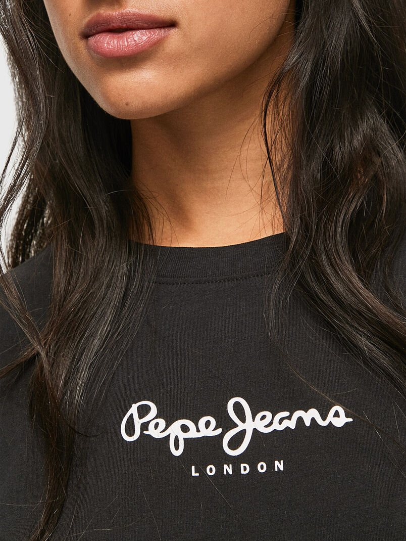 CAMILA black T-shirt with logo print - 3