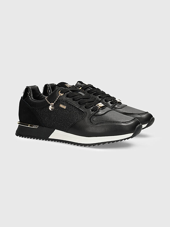 FLEUR black sports shoes with gold-colored accents - 2