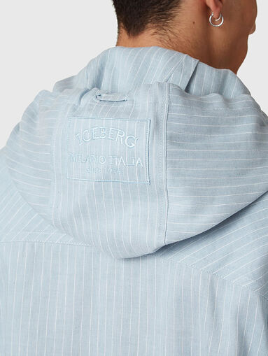 Linen and cotton shirt with hood - 3