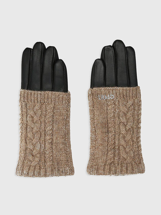 Leather gloves with knitted accent - 1