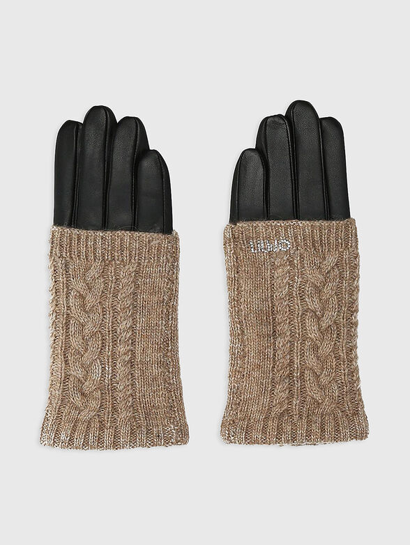 Leather gloves with knitted accent - 1
