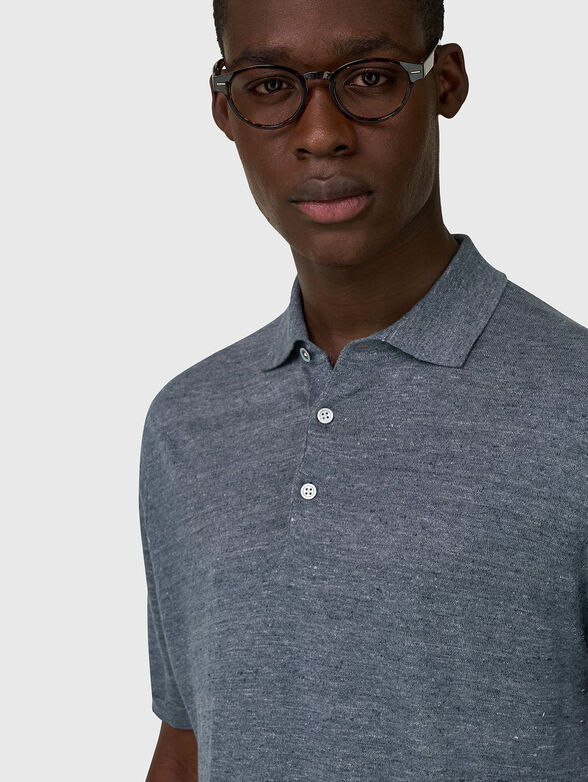 Knitted cotton and linen polo shirt - 4